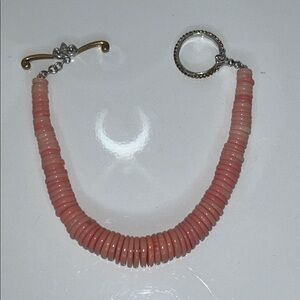 NWOT Designer Michael Vallatutti Genuine Peachy Pink Coral Disk Toggle Bracelet